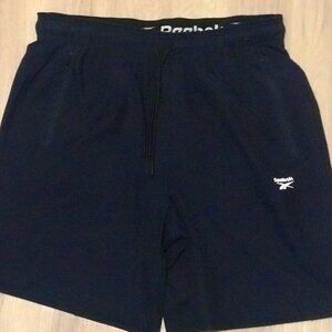 MEN'S REEBOK ATHLETIC NYLON 9" CHINO SHORTS NAVY BLUE ZIP POCKETS SIDE PANELS XL